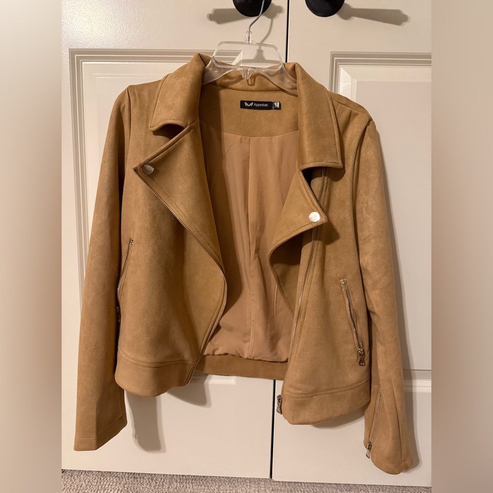 Faux Suede Tan Leather Jacket